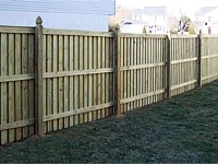 <b>Board and Batten Wood Privacy Fence with French Gothic Posts</b>